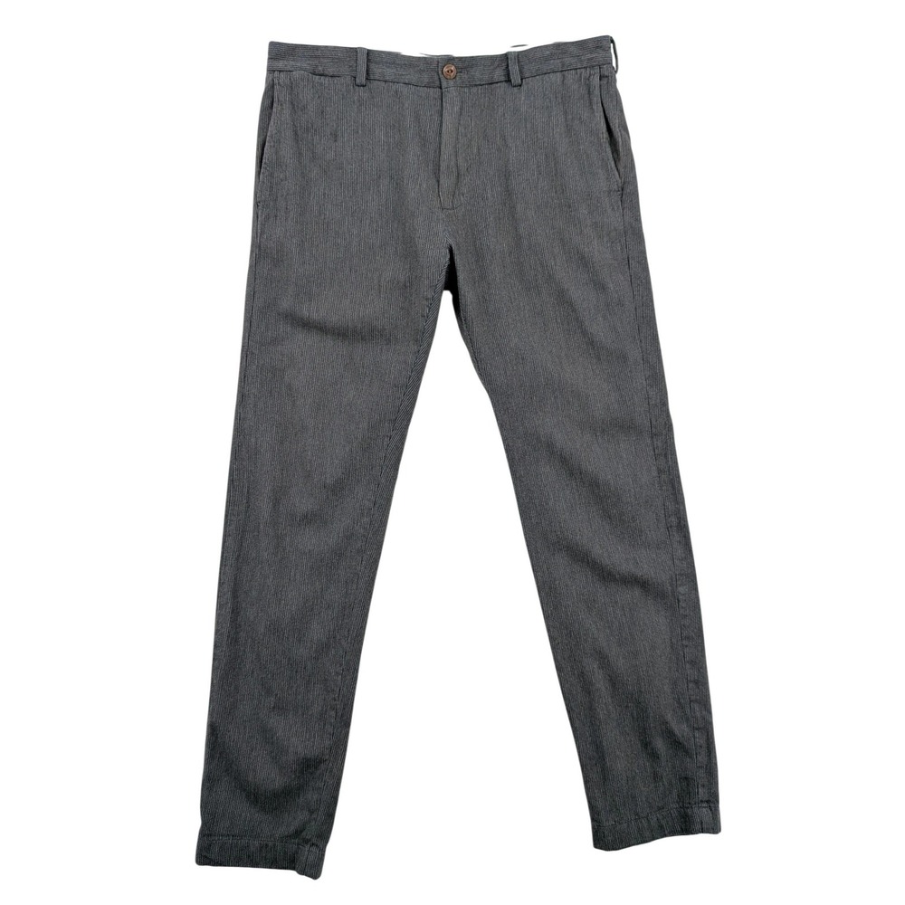 Brooks Brothers Red Fleece Gray Pinstripe Cotton Pants Mens 35x32 Slim Trousers